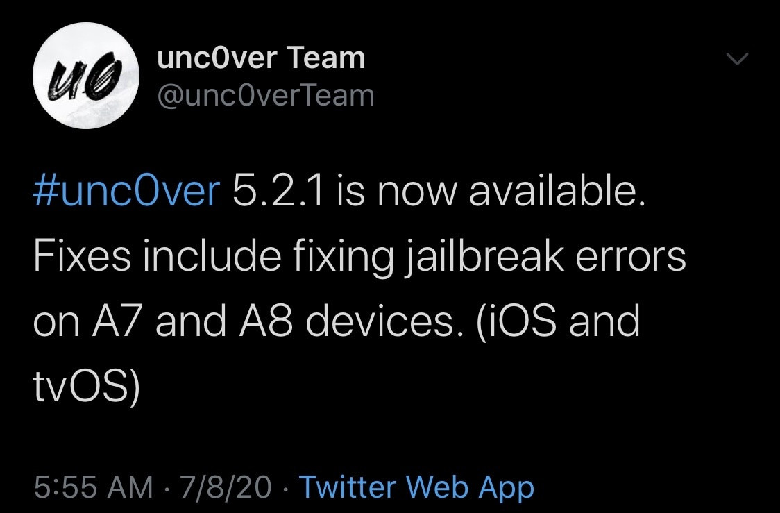 unv0ver5.2.1发布：未支持iOS14越狱-质流
