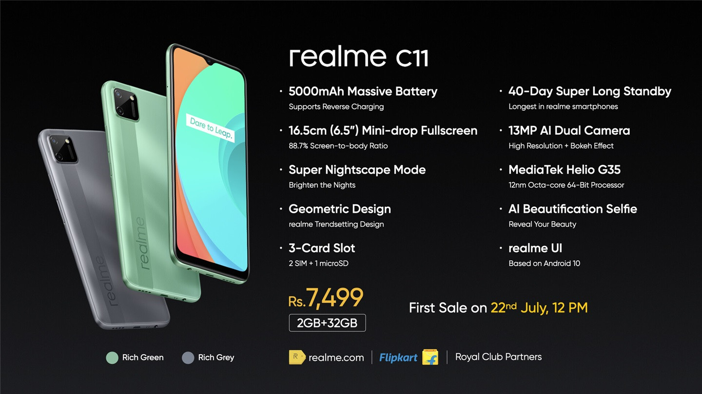 Realme推出C11入门级智能手机