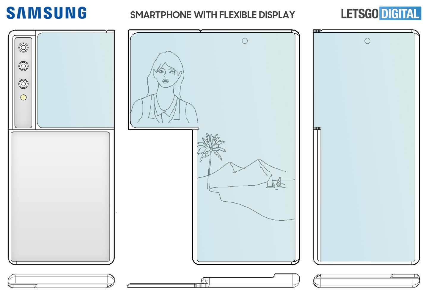 三星新L形 7字形折叠屏手机专利曝光