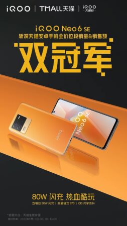 iqoo neo6 se斩获天猫安卓手机全价位段销量&销售额双冠军