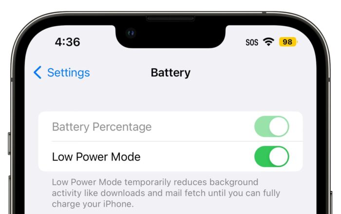 iPhone低电量模式可关闭电池百分比-质流