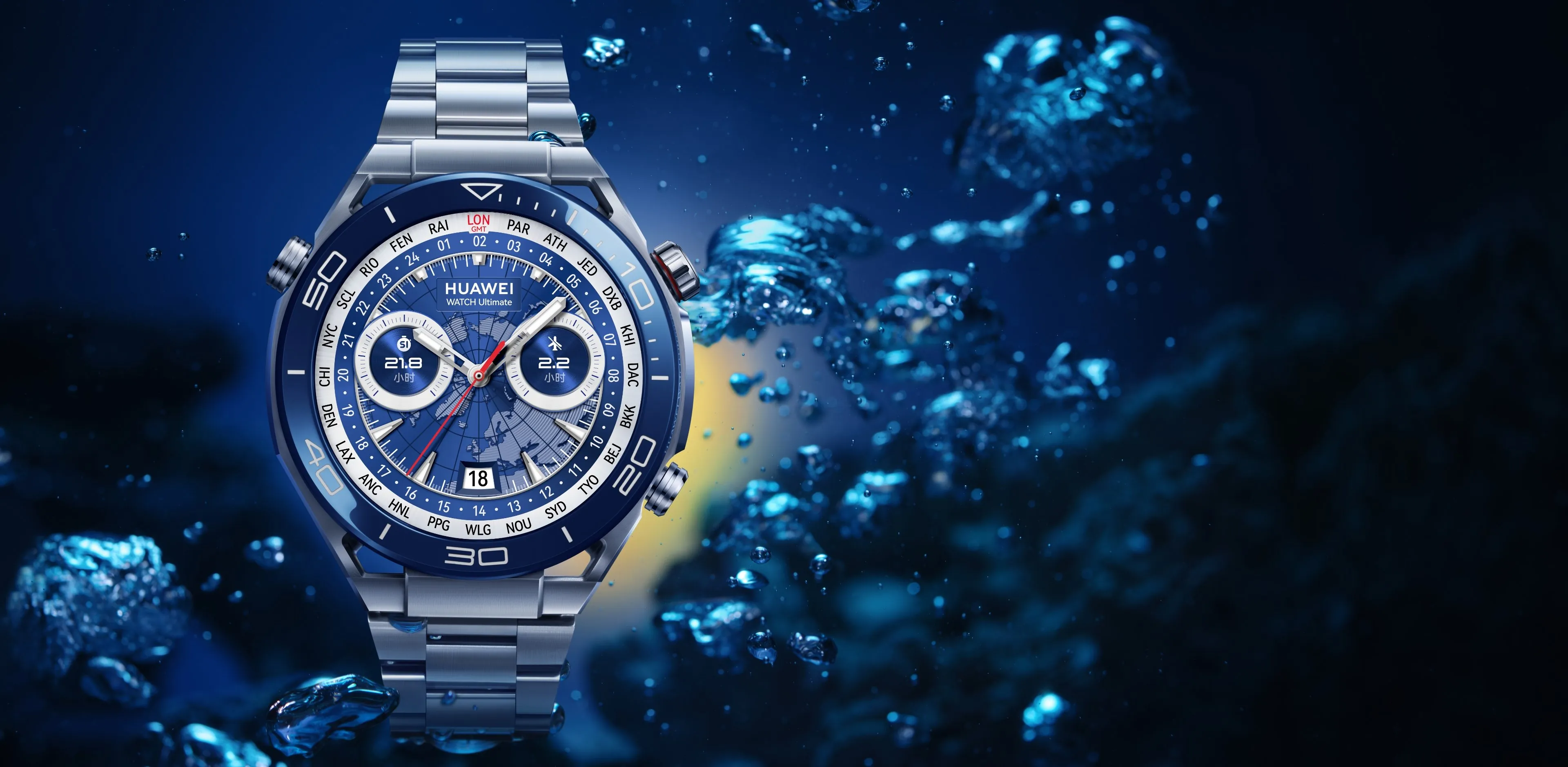 High-end luxury smartwatch Huawei Black Steel Diving 100m waterproof health Monitoring Watch Ultimate